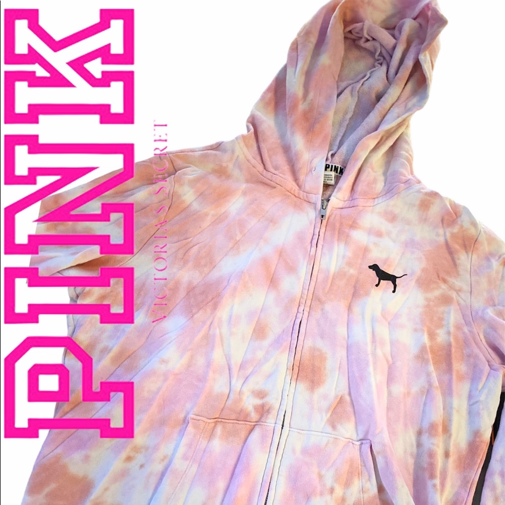 PINK tie-dye zip up hoodie